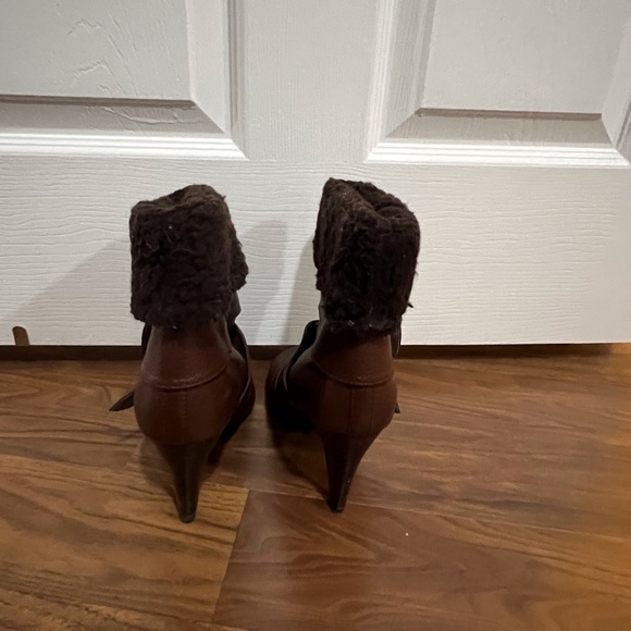 Colin Stuart Brown Leather Fur Bootie Boots Size 8 - Picture 5 of 9